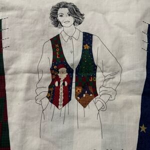 Vintage 1990s Dream Spinners Festive Christmas Vest Panels SET OF 2 Classic Xmas